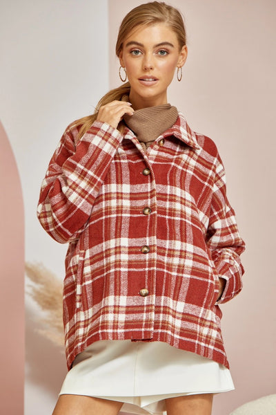 Sadie Burgundy Plaid Shacket
